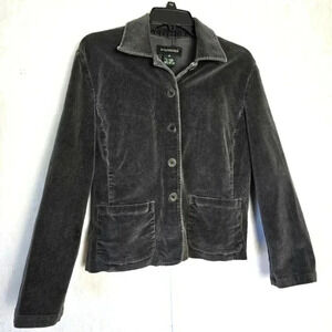 Vintage Bushwacker Womens M Jacket Blazer Gray Corduroy Button Closure Bohemian